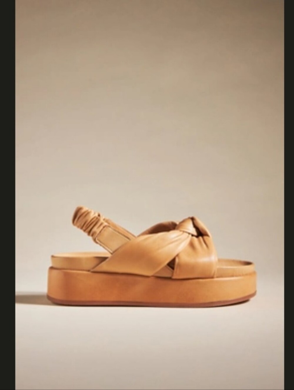 Silent D Pance Knotted Platform Slingback Sandals Tan Leather | Size 38 7/7.5